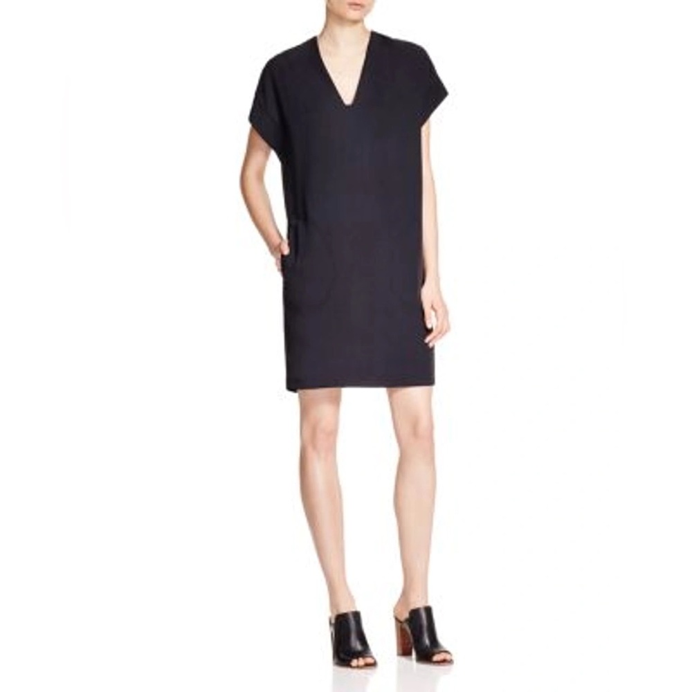 Vince Charcoal V-Neck Dress with pockets